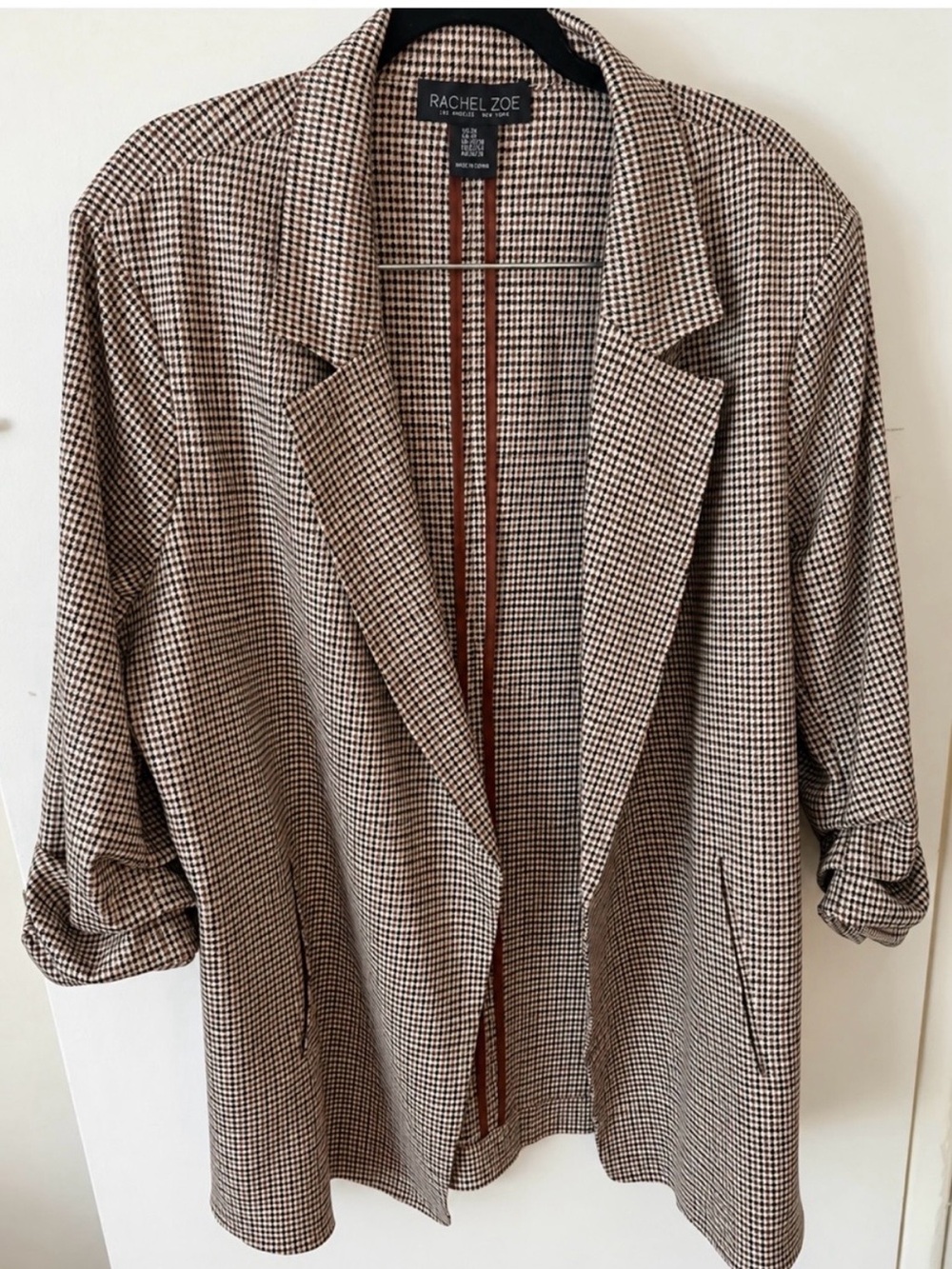 Rachel Zoe Brown Houndstooth Blazer